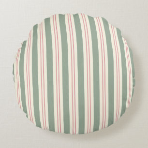 Sage Green and Pink Striped Coastal Throw Pillow