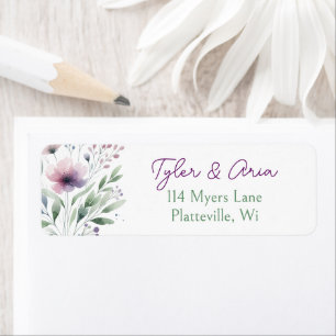 Sage Green and Plum Purple Botanical Wedding Label