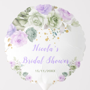 Sage Green and Purple Floral Bridal Shower Balloon