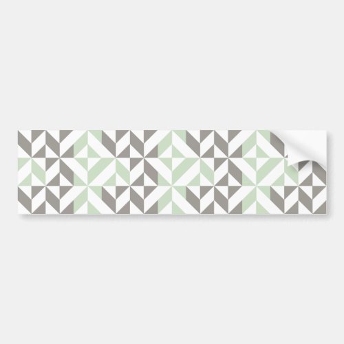 Sage Green and Silver Geometric Deco Cube Pattern Bumper Sticker