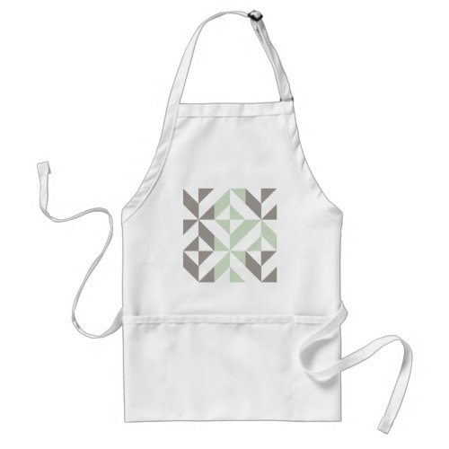 Sage Green and Silver Geometric ZigZag Adult Apron