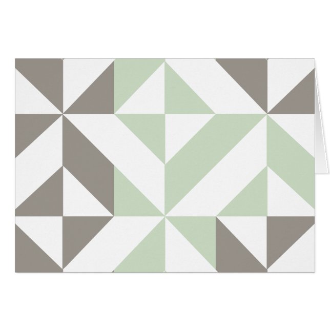 Sage Green and Silver Geometric ZigZag Cards (Front Horizontal)