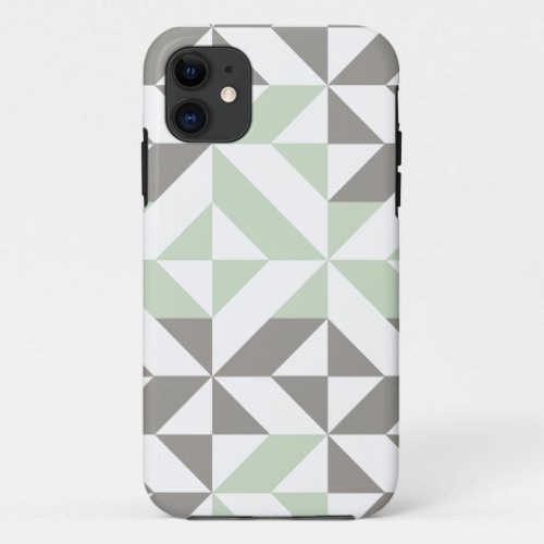 Sage Green and Silver Geometric ZigZag iPhone 11 Case