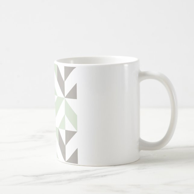 Sage Green and Silver Geometric ZigZag Coffee Mug (Right)