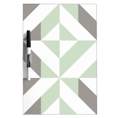 Sage Green and Silver Geometric ZigZag Dry_Erase Board