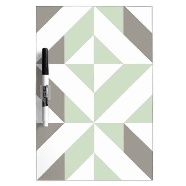 Sage Green and Silver Geometric ZigZag Dry-Erase Board (Front)