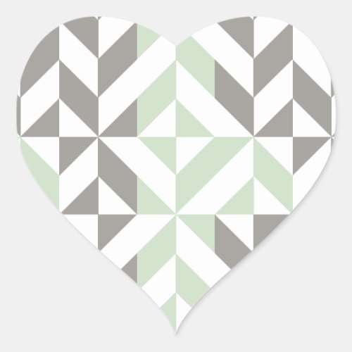 Sage Green and Silver Geometric ZigZag Heart Sticker