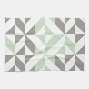 Sage Green and Silver Geometric ZigZag Kitchen Towel