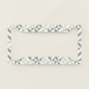 Sage Green and Silver Geometric ZigZag License Plate Frame
