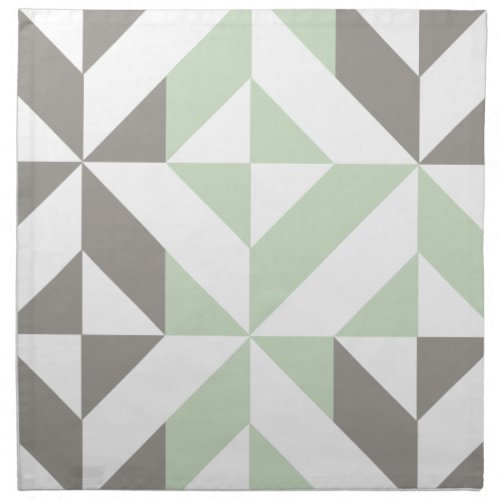 Sage Green and Silver Geometric ZigZag Napkin