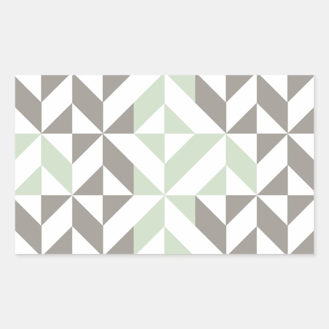 Sage Green and Silver Geometric ZigZag Rectangular Sticker (Front)