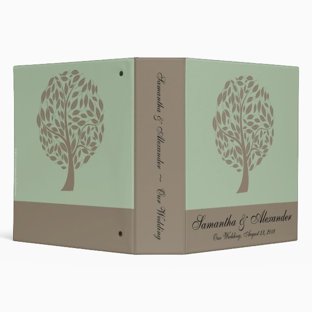 Sage Green and Soft Brown Stylized Eco Tree Binder (Background)