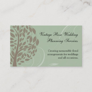 Sage Green and Soft Brown Stylized Eco Tree Business Card