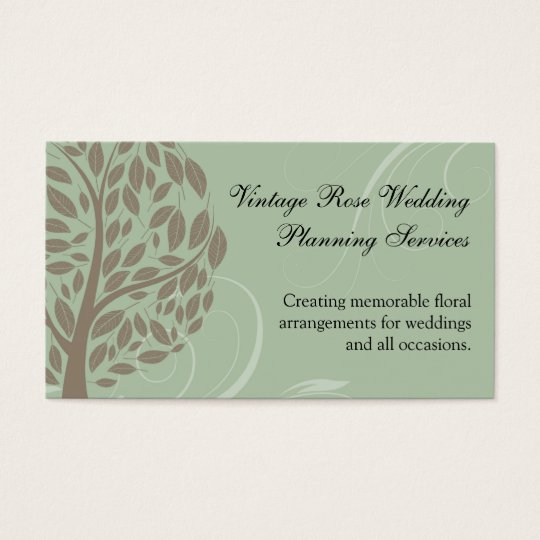 Sage Green and Soft Brown Stylized Eco Tree Business Card