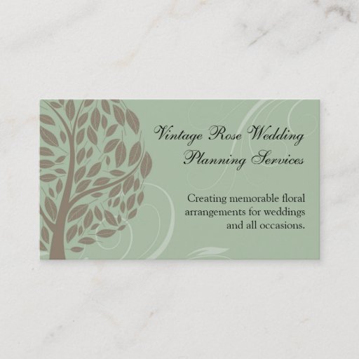 Customizable Sage Green and Soft Brown Stylized Eco Tree Business Card