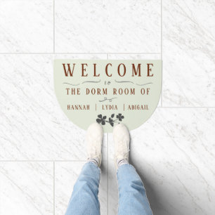 Sage Green and Terra Cotta Floral Dorm Doormat