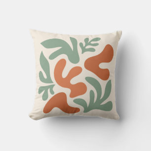 sage green and terracotta abstract wall art throw pillow