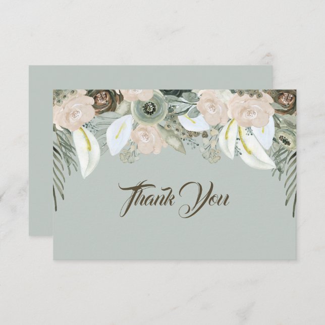 Sage Green and Vanilla Cream Thank You (Front/Back)