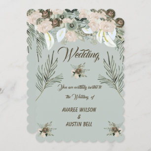 Sage Green and Vanilla Cream Wedding Invitation