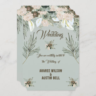Sage Green and Vanilla Cream Wedding Invitation