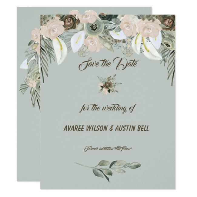 Sage Green and Vanilla Cream Wedding Invitation
