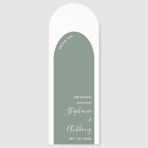 Sage Green and White Arch Wedding   Bookmarks