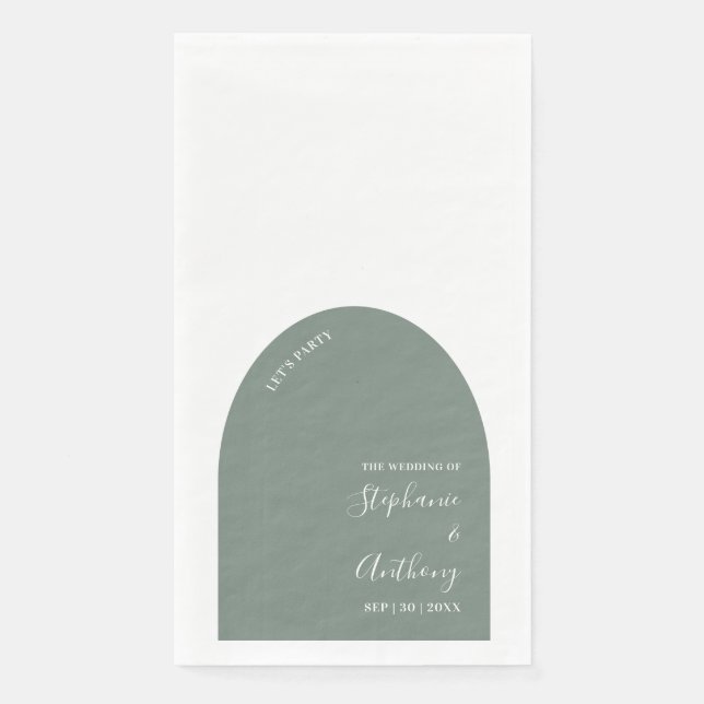 Sage Green and White Arch Wedding   Paper Guest Towels (Front)