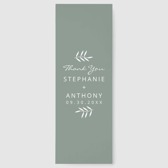 Sage Green and White Branches Wedding Thank You  Bookmarks (Front)