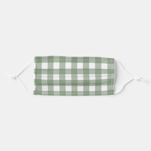 Sage Green and White Buffalo Plaid Adult Cloth Face Mask