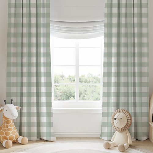 Custom Window Curtains 9 Sage Green And White Buffalo Plaid Checkered Blackout Curtains