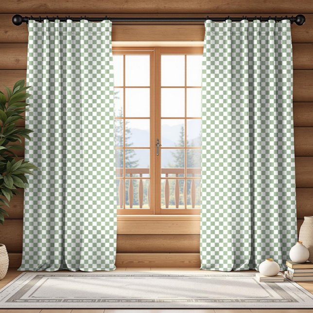 Sage-Green and White Buffalo Plaid Nursery Blackout Curtains (Creator Uploaded)