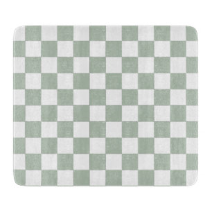 Sage Green and White Checkered  Cutting Board