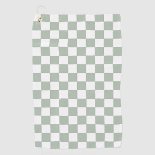 Sage Green and White Checkered Golf Towel