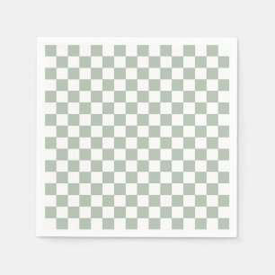 Sage Green and White Checkered Napkins
