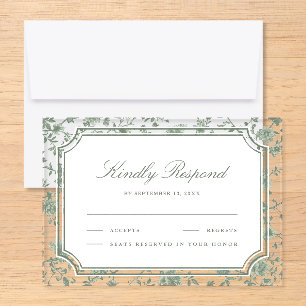 Sage Green and White Chinoiserie Wedding Acrylic Rsvp Card