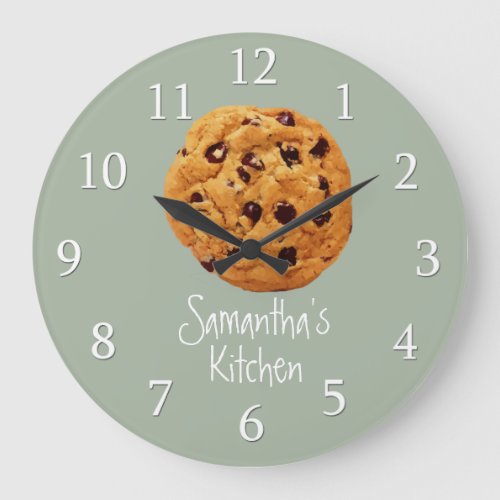 Sage Green And White Chocolate Chip Kitchen Large Clock