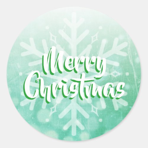 Sage Green and White Christmas Snowflake Classic Round Sticker