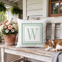 Sage Green and White Classic Square Monogram