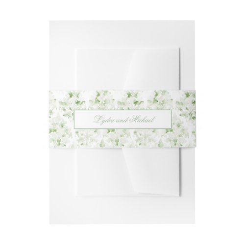  Sage Green and White Damask Invitation Belly Band