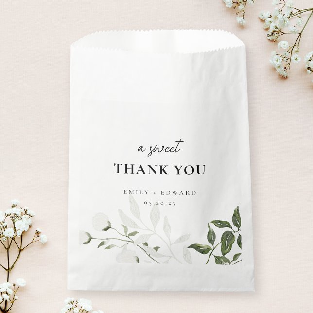 Sage Green and White Floral A Sweet Thank You Favor Bag (Creator Uploaded)