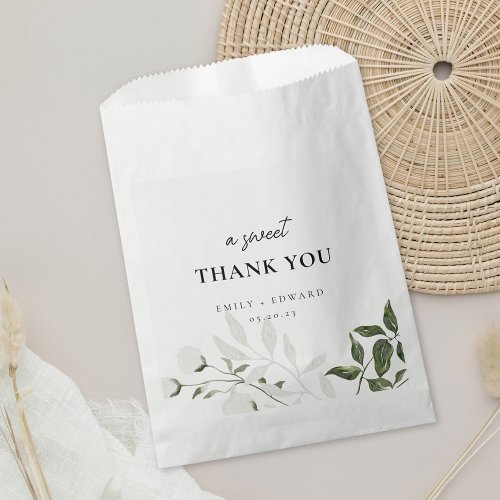 Sage Green and White Floral A Sweet Thank You Favor Bag