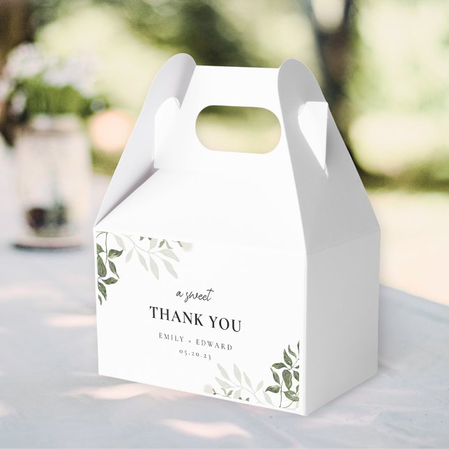 Sage Green and White Floral A Sweet Thank You Favor Boxes (Creator Uploaded)
