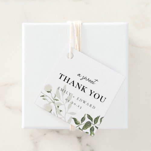 Sage Green and White Floral A Sweet Thank You Favor Tags