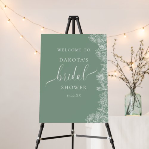 Sage Green and White Floral Bridal Shower Foam Board