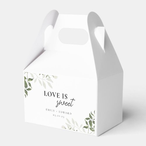Sage Green and White Floral Love is Sweet Wedding Favor Boxes