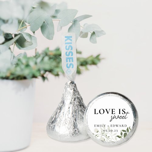 Sage Green and White Floral Love is Sweet Wedding Hersheys Kisses