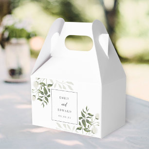 Sage Green and White Floral Wedding Favor Boxes