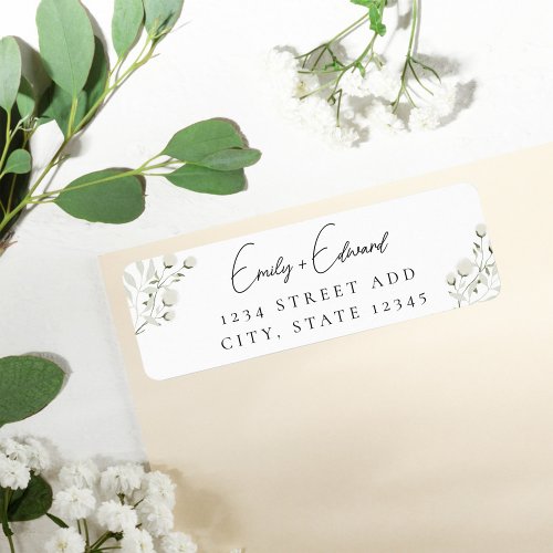 Sage Green and White Floral Wedding Return Address Label