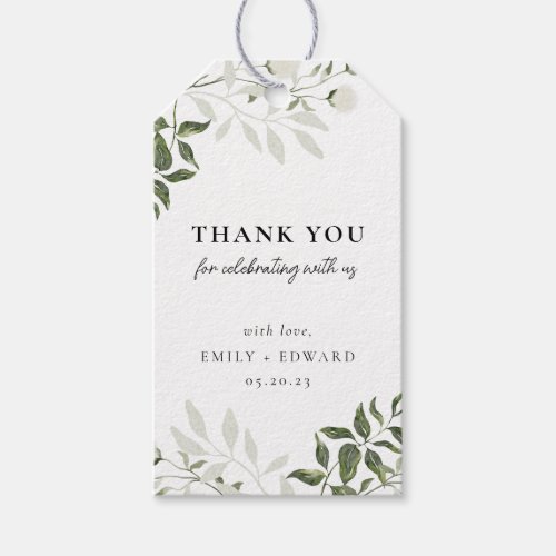 Sage Green and White Floral Wedding Thank You Gift Tags