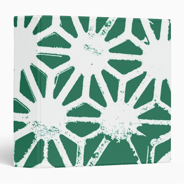 Sage green and white geometric pattern 3 ring binder (Front/Spine)